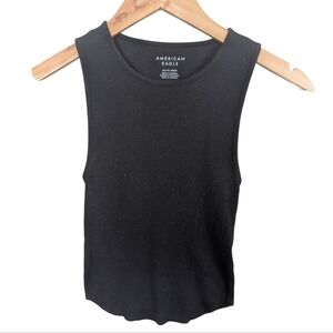 Lot Of American Eagle Crop Tank Tops White Black Teal And Grey Round Hem